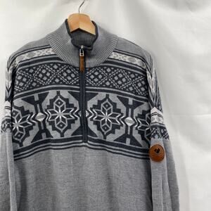 Obermeyer XL merino wool gray half zip sweater